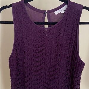 LOFT Women's Deep Purple Lace Top